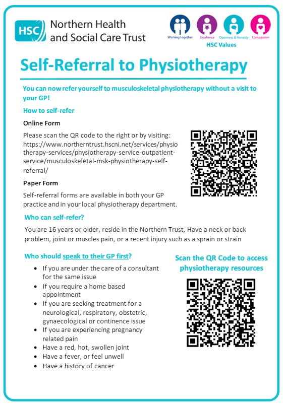 Physio Self Referral Poster