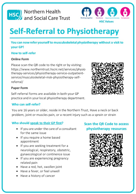 Physio Self Referral Poster Physio Self Referral Poster
